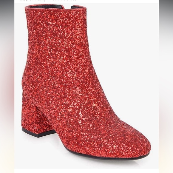 Red Glitter Ankle Boots - Picture 3 of 6